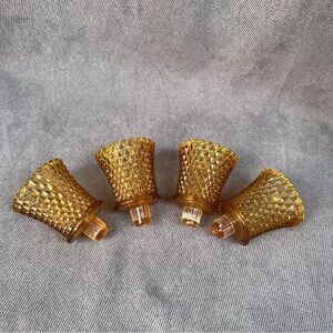 Vtg 4 Amber Glass Diamond Cut Votive Candle Holders  Peg Home Interiors